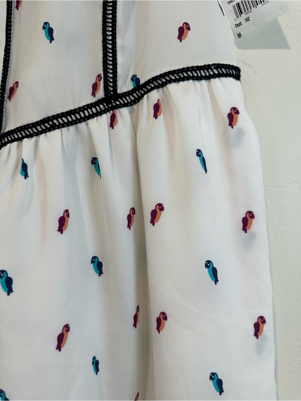 BCBGeneration Bird Print Mesh Collar Fit & Flare Mini Dress NWT Medium - Picture 6 of 9